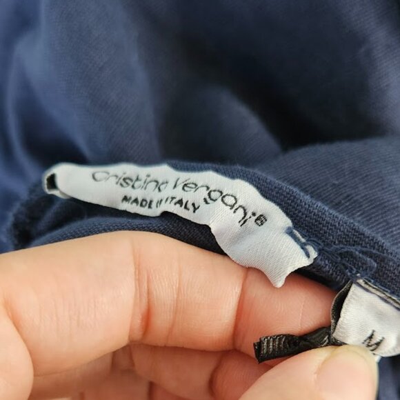 Cristina Vergani Silk Linen Blue Dress Maxi Sleeveless Boho New Tags Medium Long - Picture 10 of 11